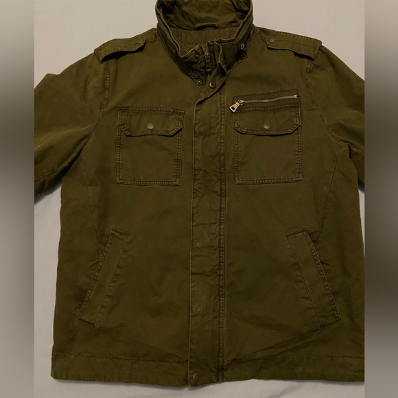 G.H. Bass & Co. Men’s Military Field Jacket Green Olive Large Full Zip Pockets - Picture 7 of 16